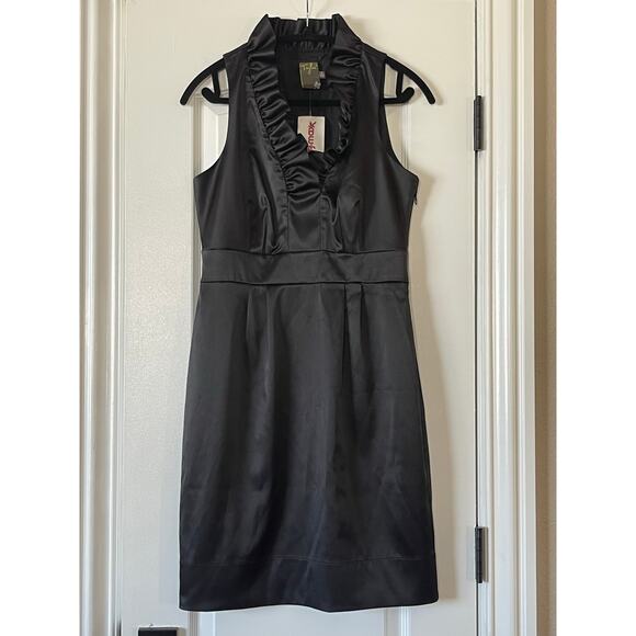 NWT Taylor Dress Black SATIN Pencil Evening Cocktail Size 6 - Picture 3 of 7